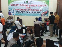 Polres Pamekasan Gelar Bhakti Kesehatan Donor Darah Dan Vaksinasi Influenza