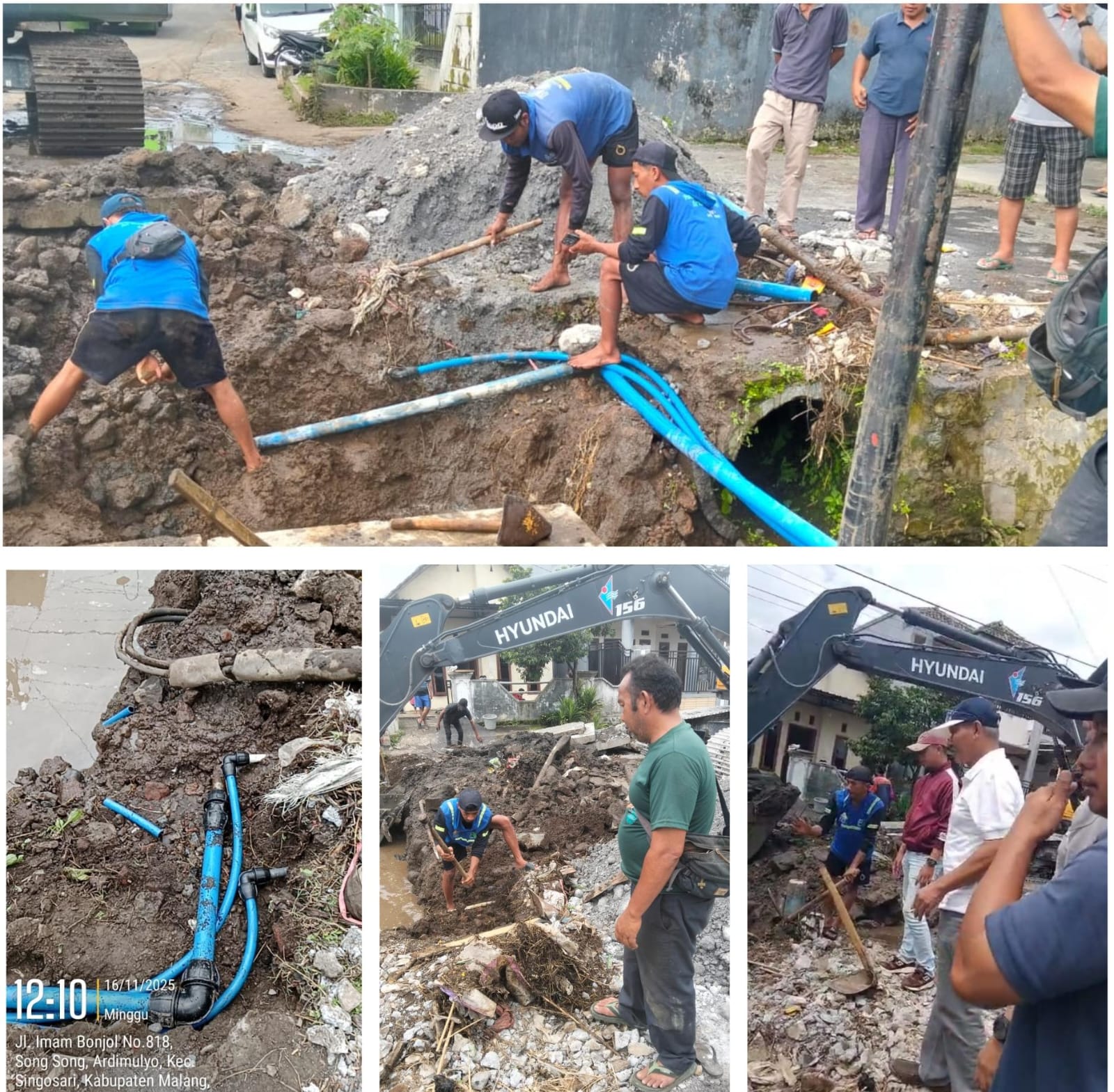 Gerak Cepat PDAM Singosari Geser Pipa untuk Dukung Pembangunan Desa Ardimulyo