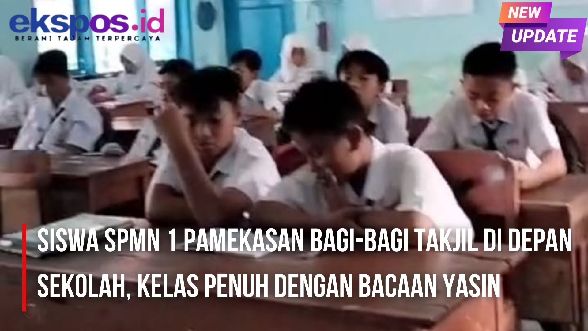 Siswa SPMN 1 Pamekasan Bagi-bagi Takjil di Depan Sekolah, Kelas Penuh Dengan Bacaan Yasin