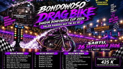Bondowoso Drag Bike Dandim Cup 2026 Siap Digelar, Adu Kecepatan Meriahkan HUT TNI ke-81